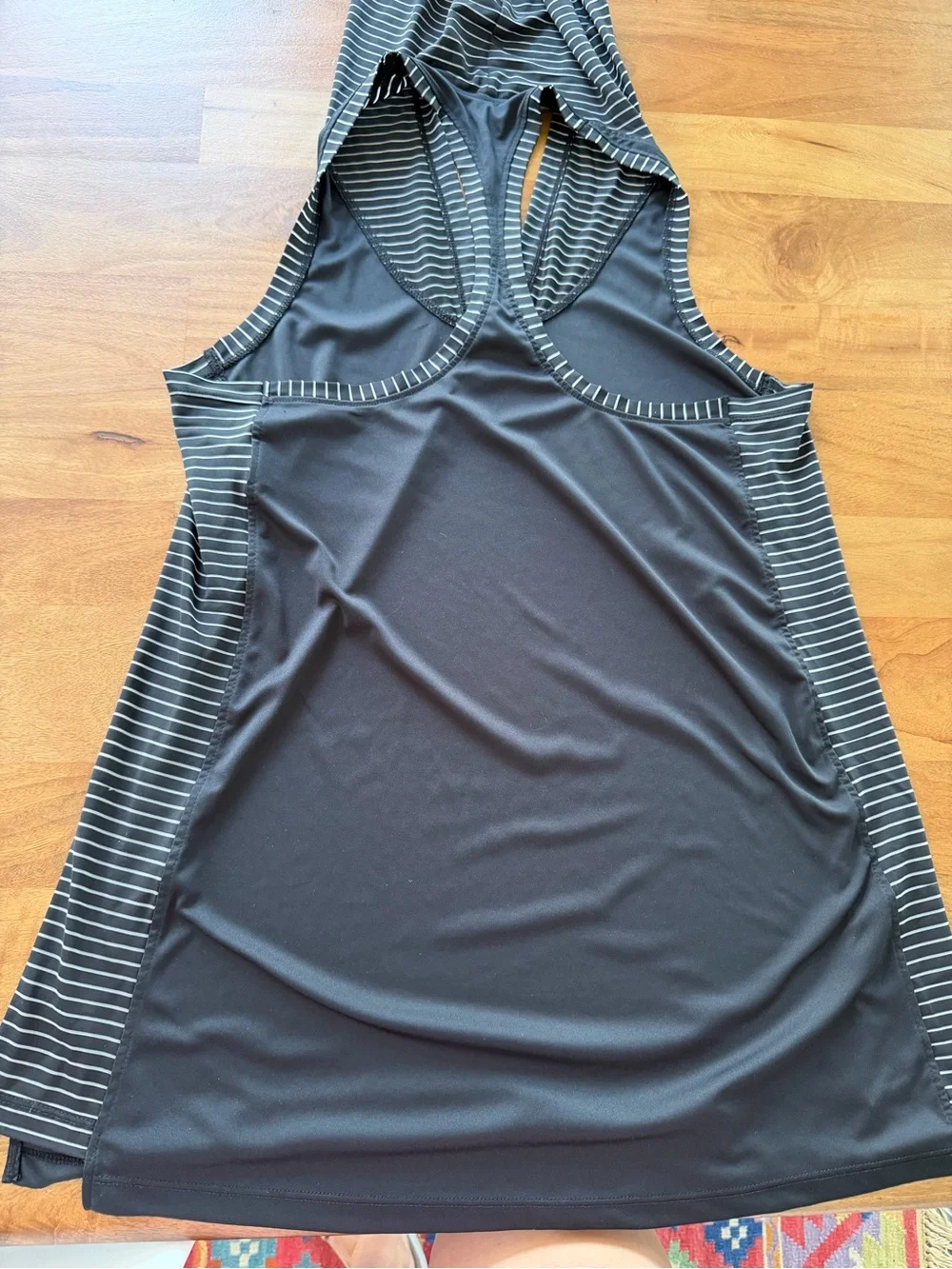 Nike Black Hooded Performance Racerback Tank w/ Gray Pinstripe Panels - Size M